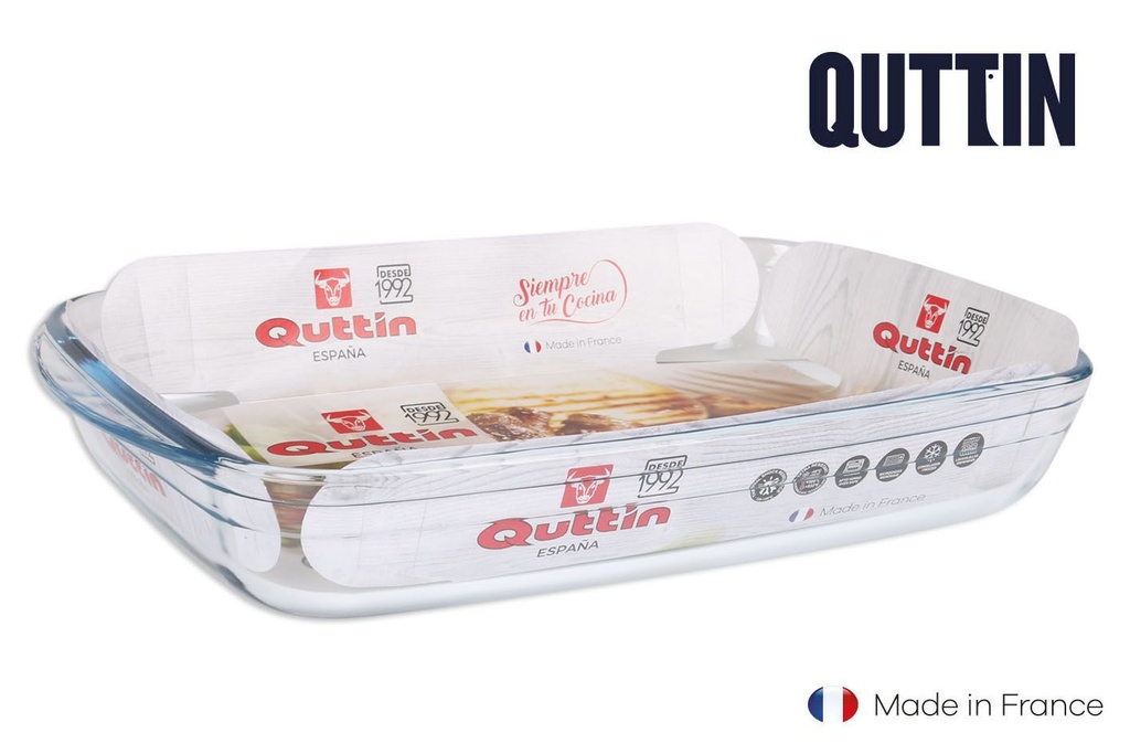 Fuente de vidrio rectangular 355x22 cm 3L Quttin - Utensilios de cocina