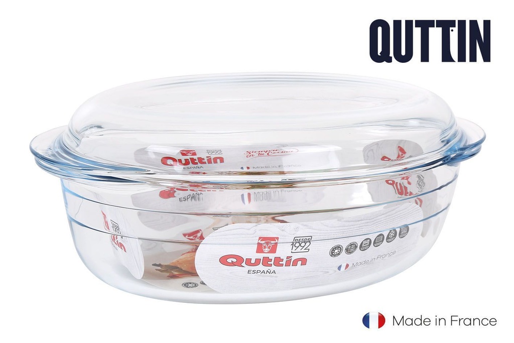 Cacerola oval de vidrio con tapa 3L+1L - Utensilios de cocina