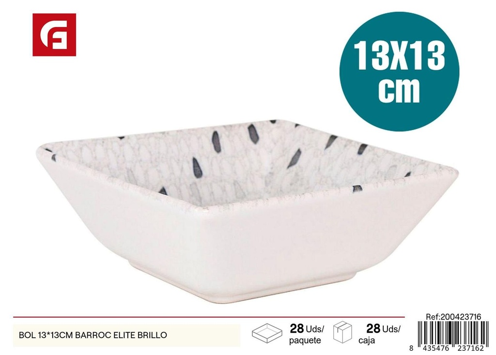 Bol barroco elite brillo 13x13cm para cocina