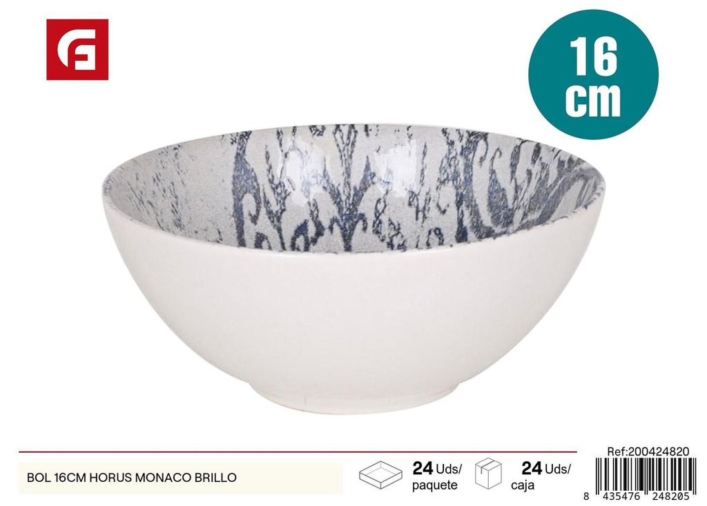 Bol cerámico 16cm Horus Mónaco brillo para cocina