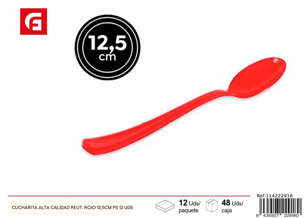 Cucharita reutilizable alta calidad rojo 12.5cm PS 12 uds