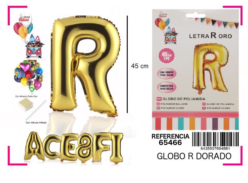 Globo Mylar letra R oro 45cm