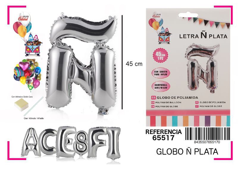 Globo mylar letra ? plata 45cm