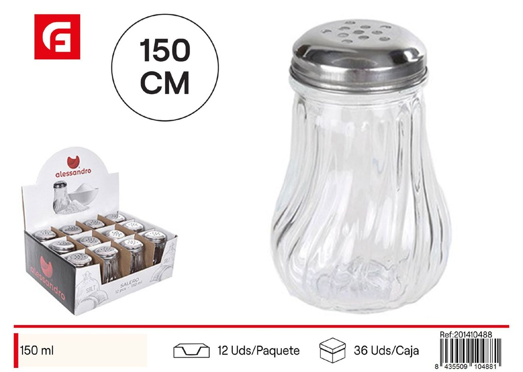 Salero de cristal con tapa metálica 150ml