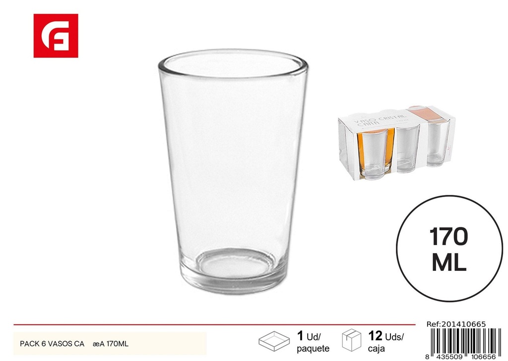 Pack de 6 vasos de cerveza 170 ml - Vidrio y cerámica