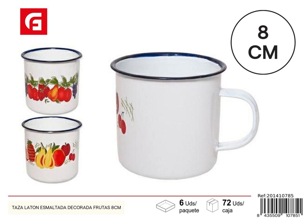 Taza de cerámica esmaltada decorada con frutas 8cm para bebidas calientes