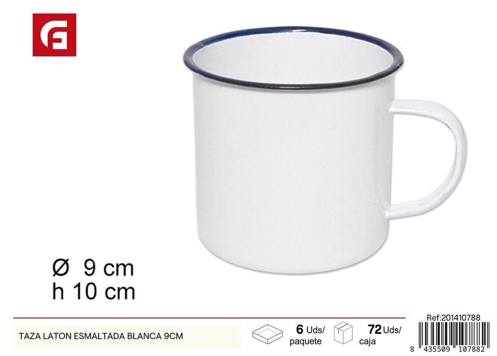 Taza de cerámica esmaltada blanca 9cm - Vaso para café y té