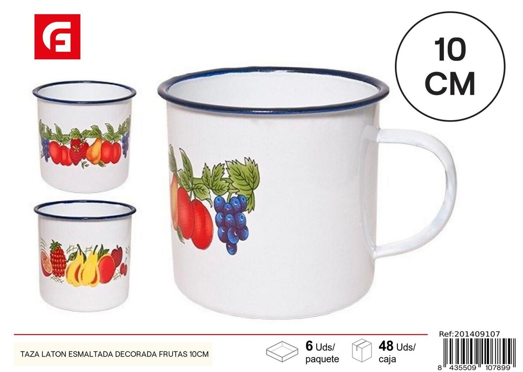 Taza de cerámica esmaltada decorada con frutas 10cm