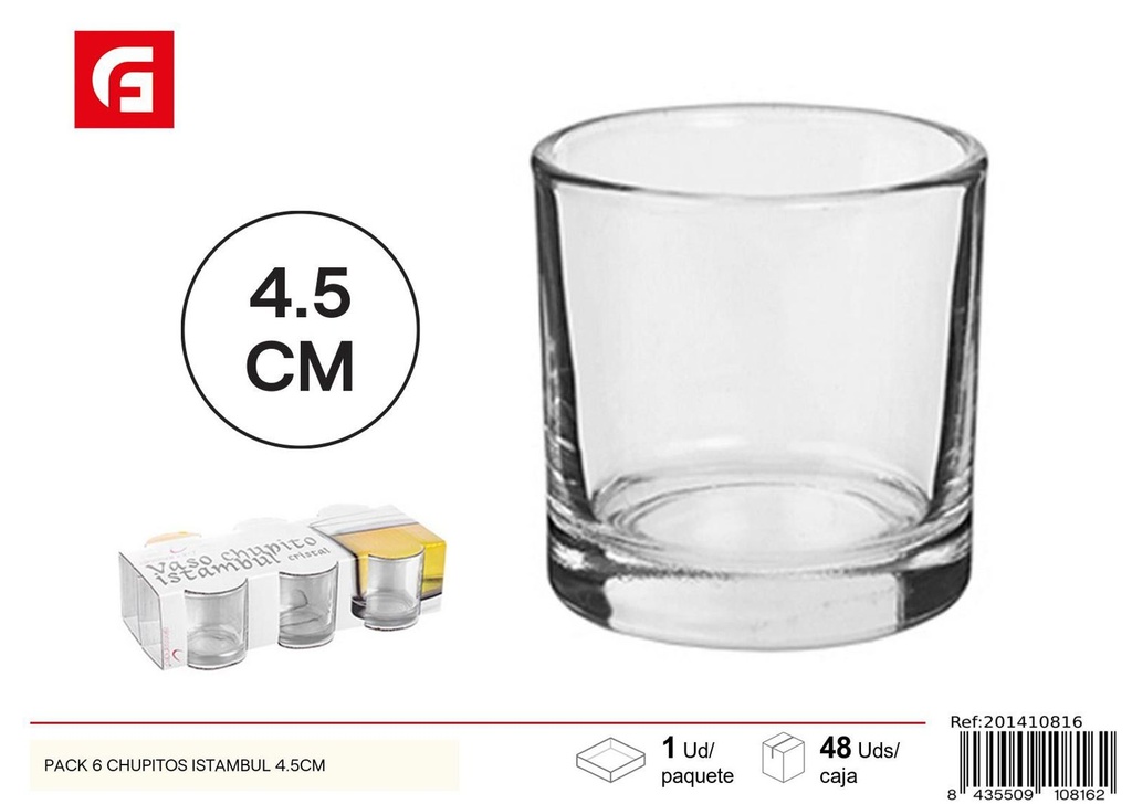 Pack 6 chupitos Istanbul 4.5cm para bebidas