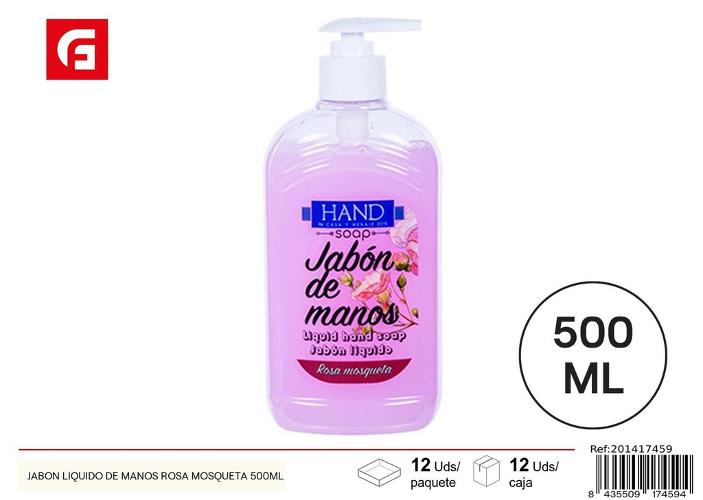 Jabón líquido de manos rosa mosqueta 500ml para higiene personal