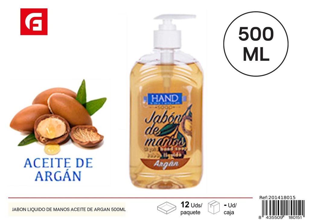 Jabón líquido de manos aceite de argán 500ml para cuidado personal