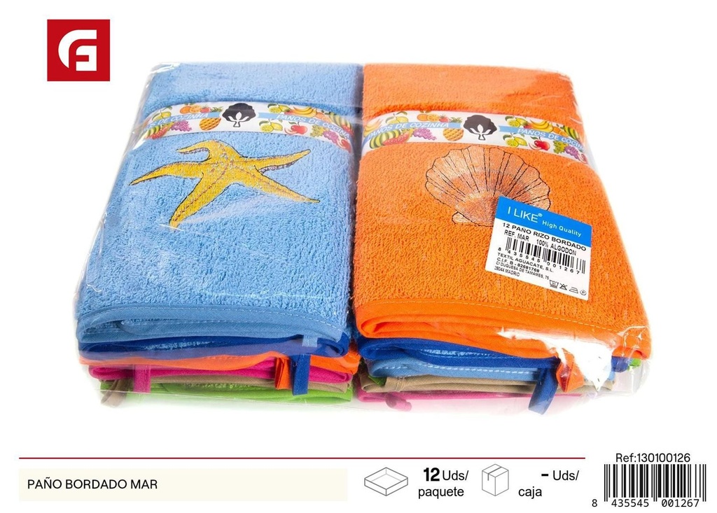 Paño bordado mar 100% algodón - Accesorios de limpieza