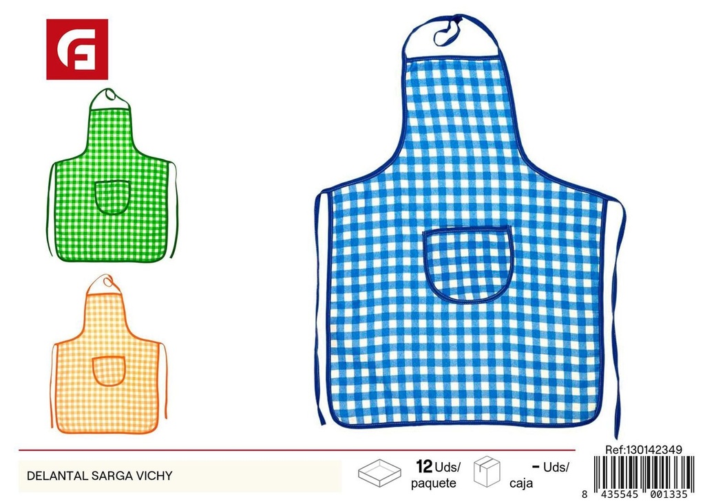 Delantal sarga vichy para cocina