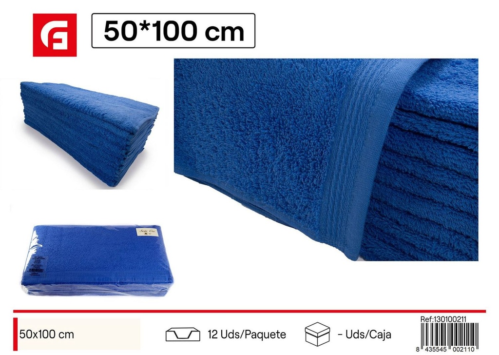 Toalla azul 50x100cm para lavabo 380gr