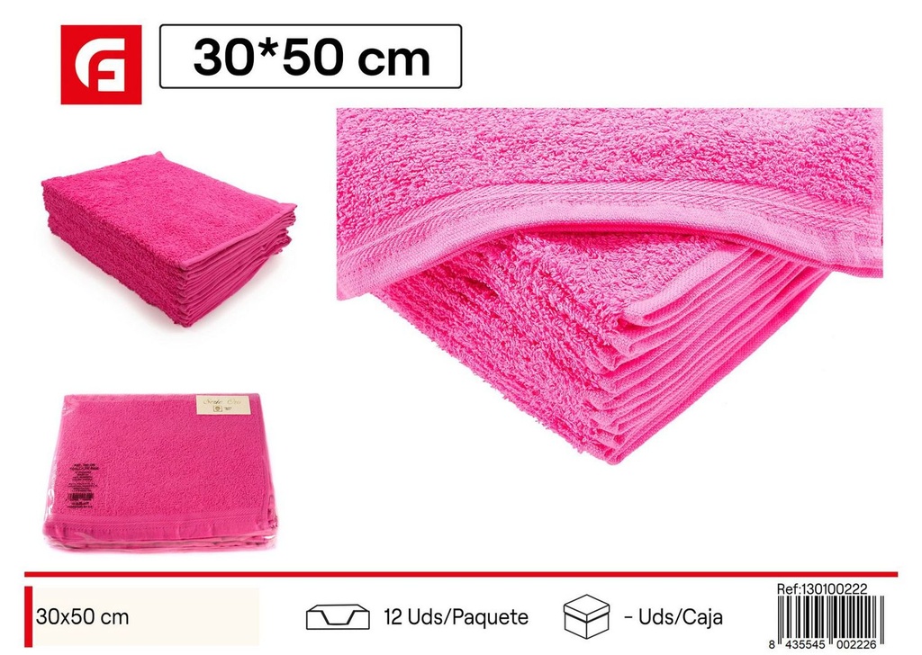 Toalla fucsia 30x50 cm para baño y hogar