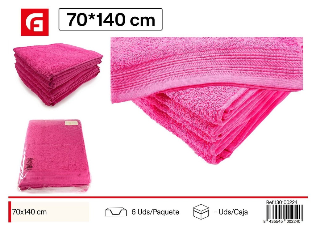 Toalla fucsia 70x140cm para ducha