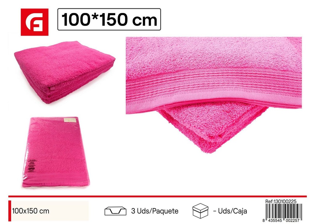 Toalla fucsia 100x150 cm para baño