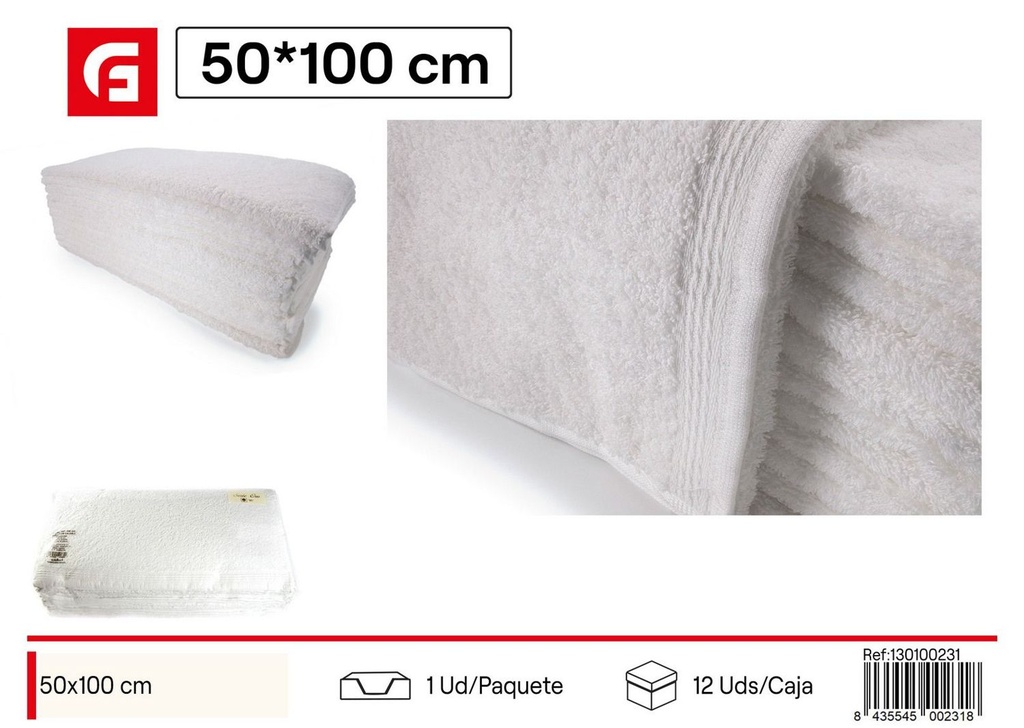 Toalla hotel blanca 50x100 cm lavabo - Textiles de hogar