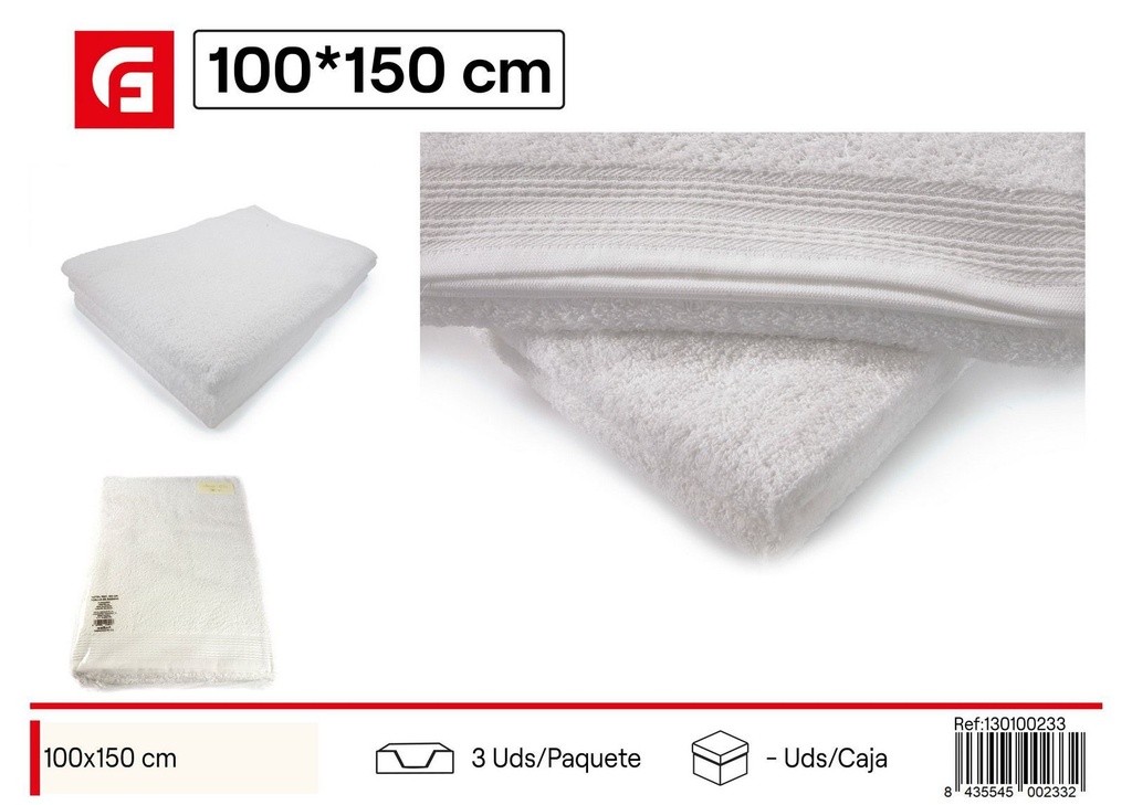 Toalla hotel blanca 100x150 cm - Textil de baño