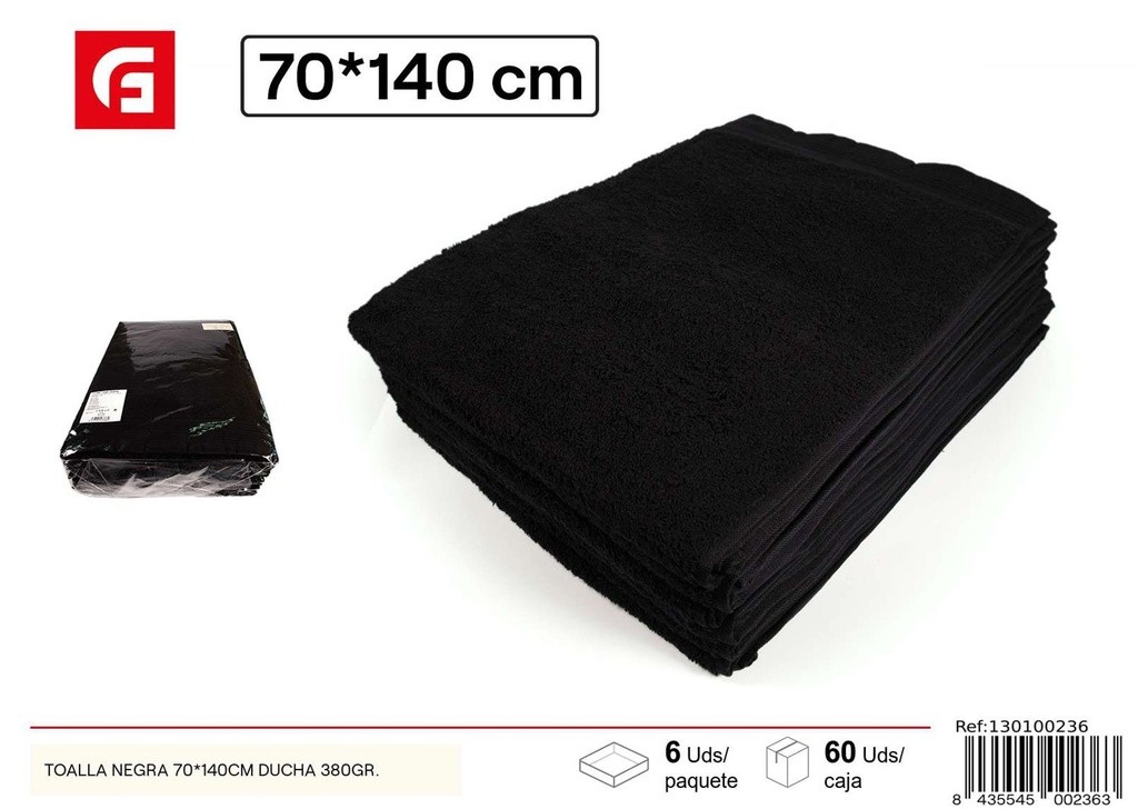 Toalla de baño negra 70x140cm 380g