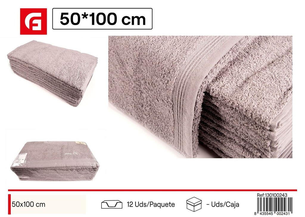 Toalla gris 50x100 lavabo - Textiles de hogar