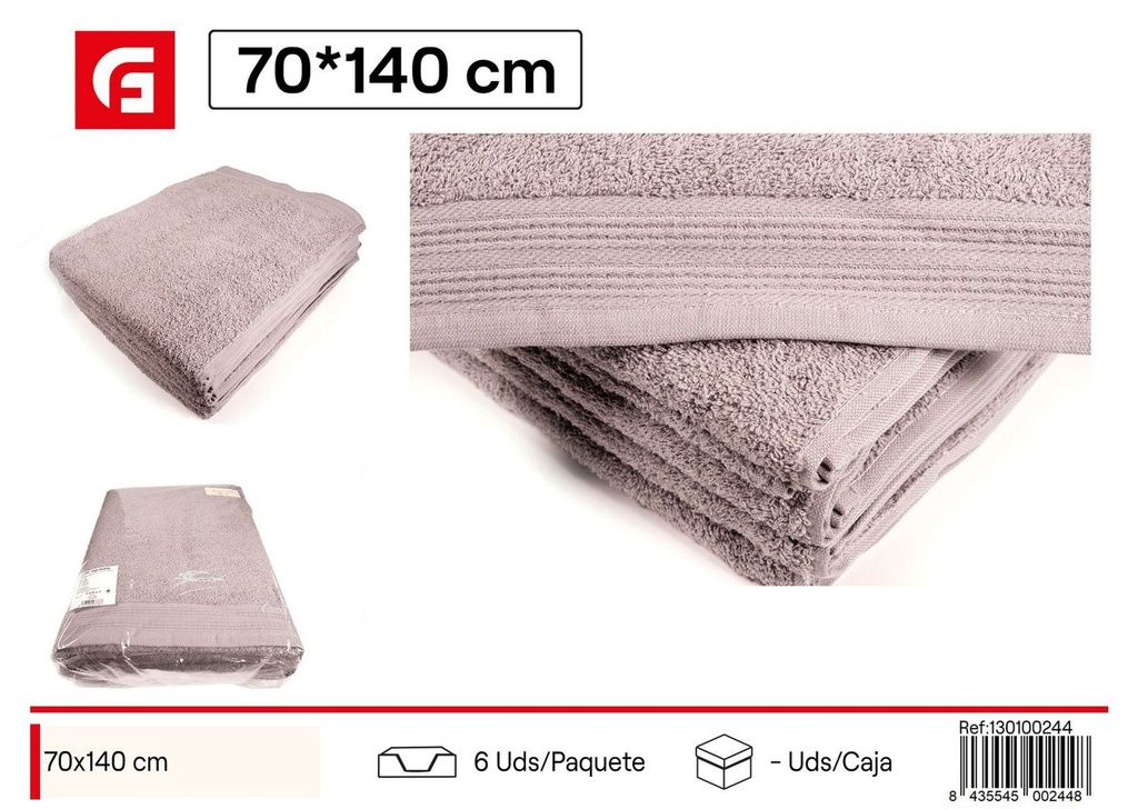 Toalla de ducha gris 70x140cm para baño