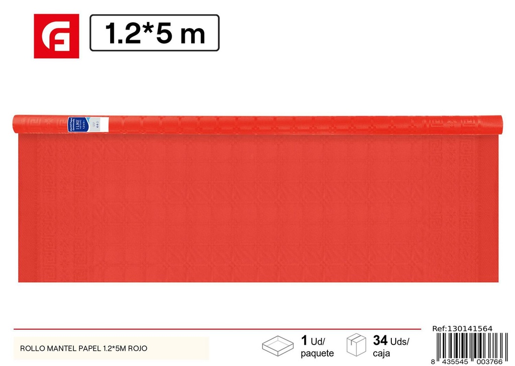 Mantel desechable rojo 1.2 x 5 m - Artículos de fiesta