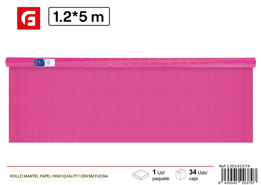 Rollo mantel de papel fucsia 1.20x5m para fiestas y eventos