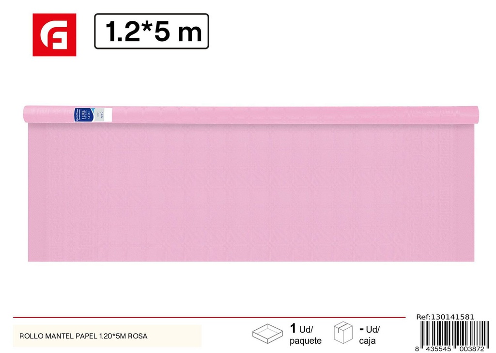 Rollo mantel papel rosa 1.20*5m - Artículos desechables