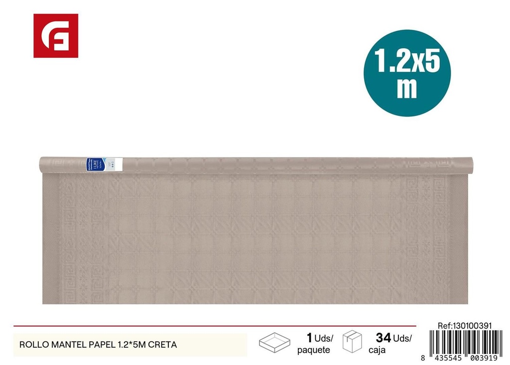 Rollo mantel de papel 1.2*5m Creta para mesas