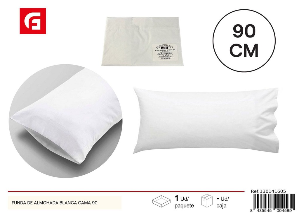 Funda de almohada blanca cama 90 para ropa de cama