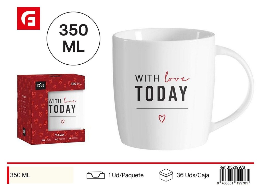 Taza de cerámica Mug 350ml Love Today para bebidas