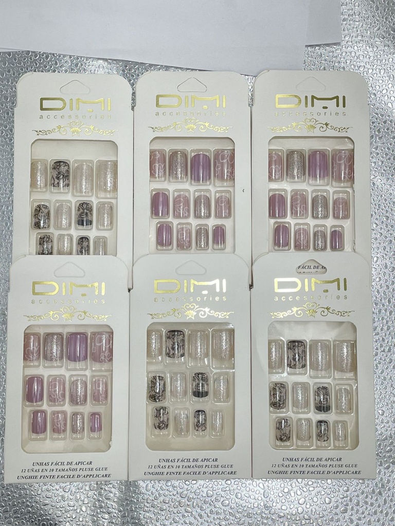 Uñas postizas alto brillo 12/u AU02043C manicura falsa