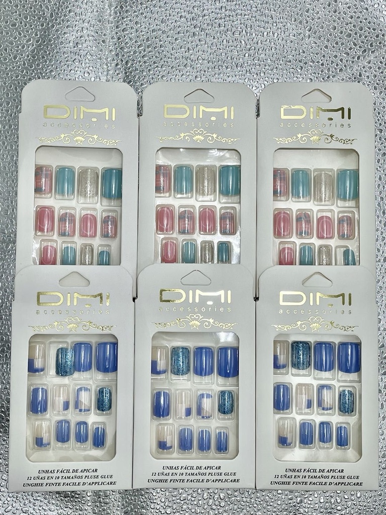 Uñas postizas alto brillo 12/u AU02043E DMI para manicura