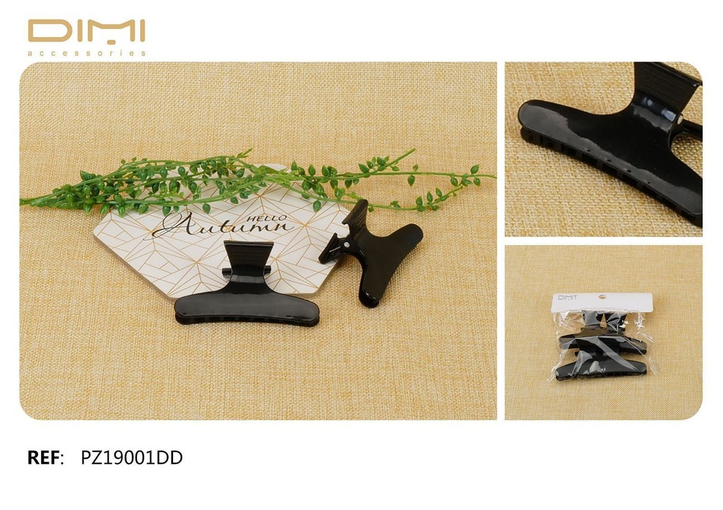 4 pinzas negras 12/U - Pinzas para cabello