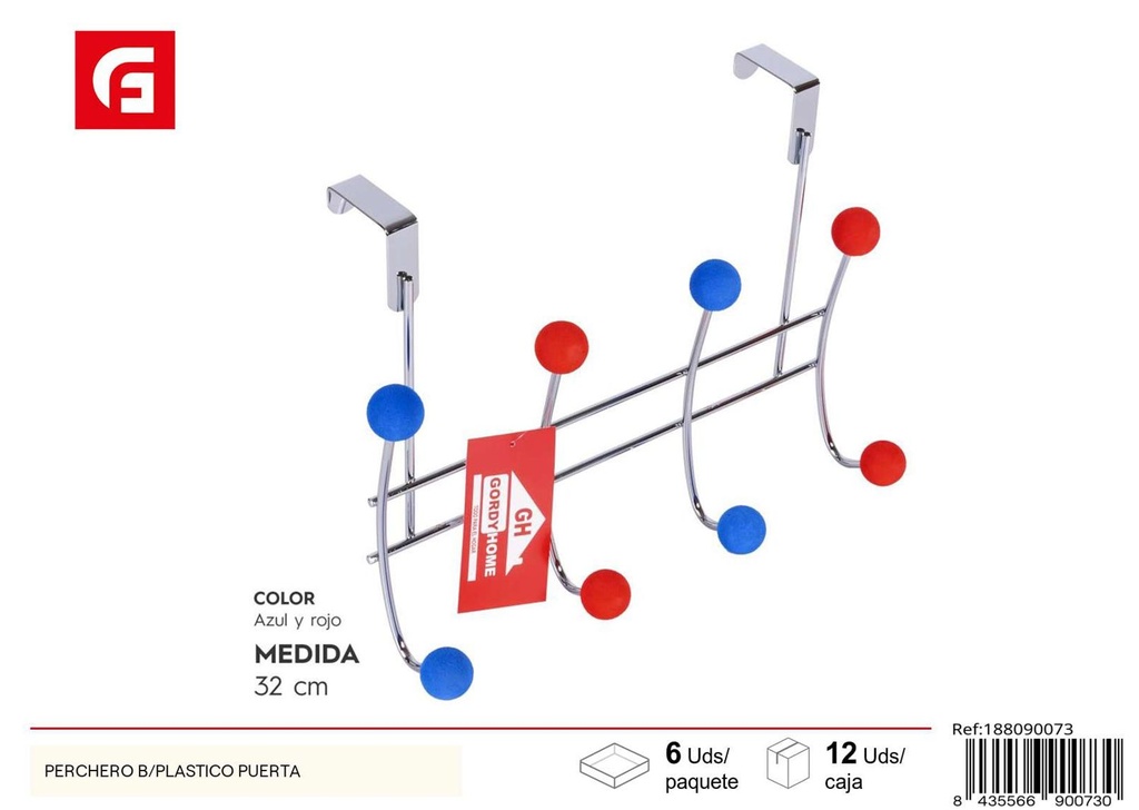 Perchero plástico para puerta organización