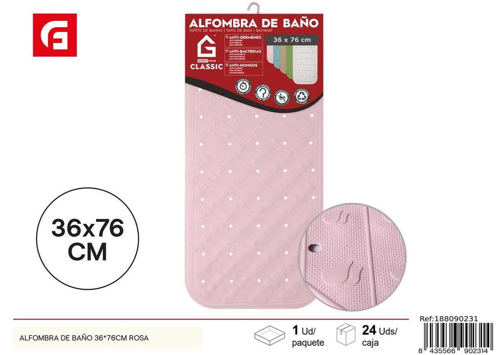 Alfombra de baño rosa 36x76 cm - Alfombras de baño
