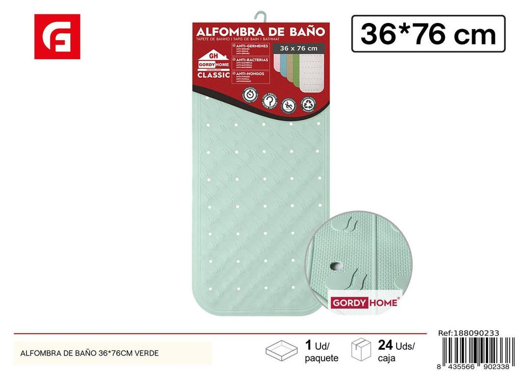 Alfombra de baño verde 36x76 cm - Alfombras de baño