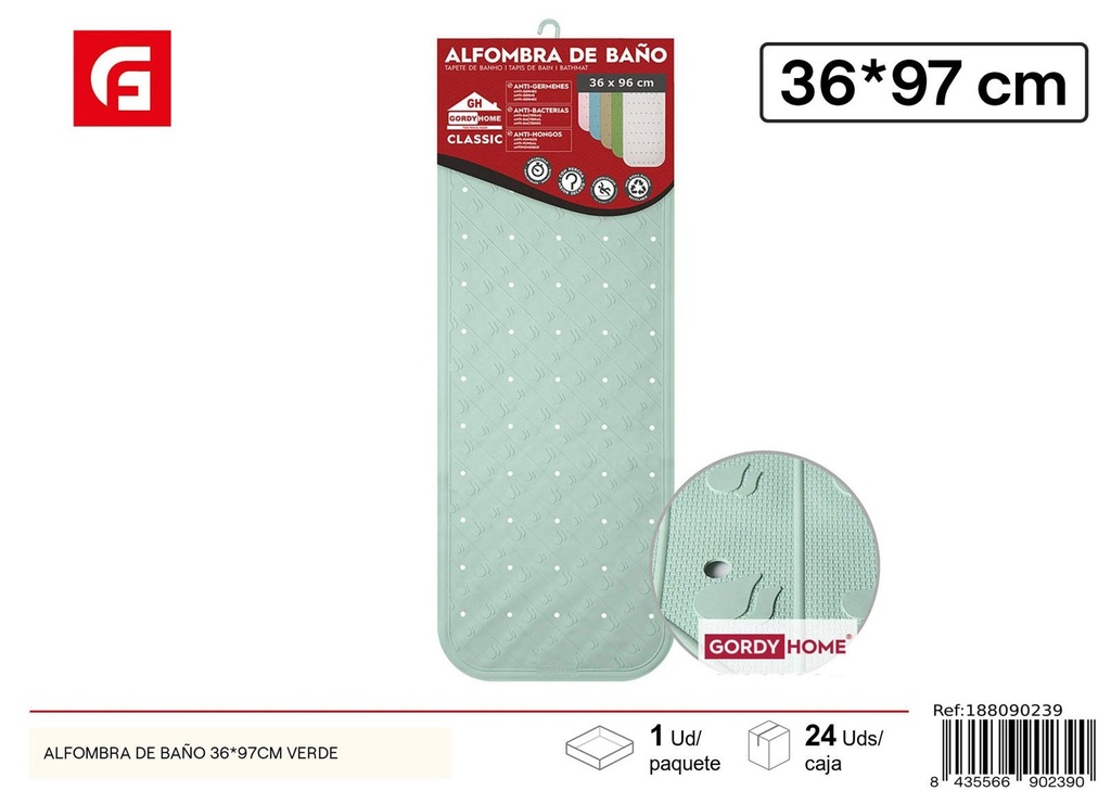 Alfombra de baño verde 36x97 cm - Accesorios de baño