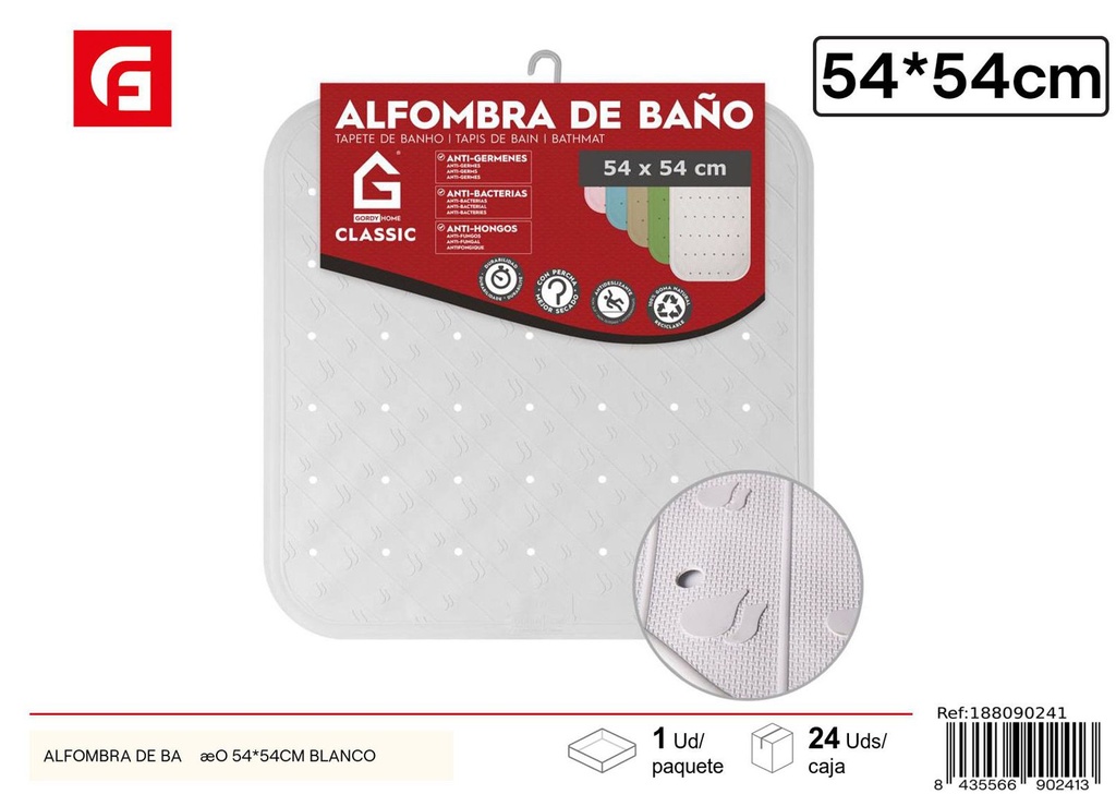 Alfombra de baño 54x54 cm blanca - Accesorios de baño