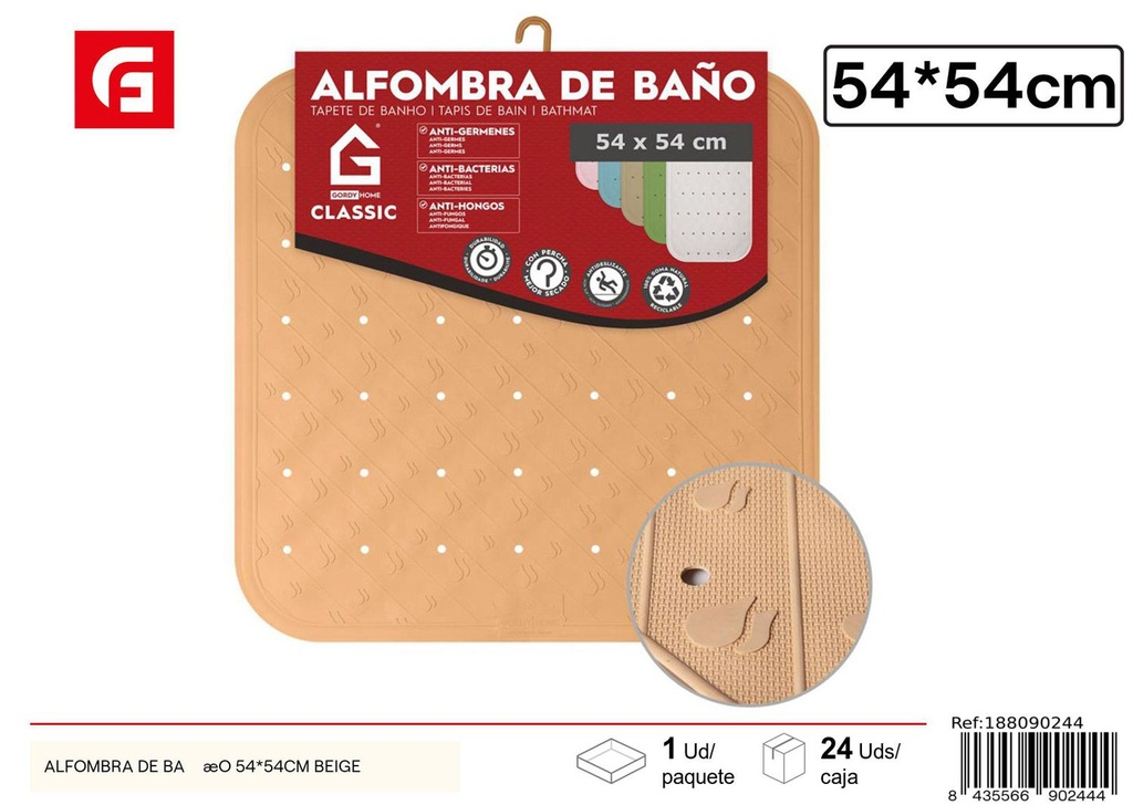 Alfombra de baño 54x54 cm beige - Accesorios de baño