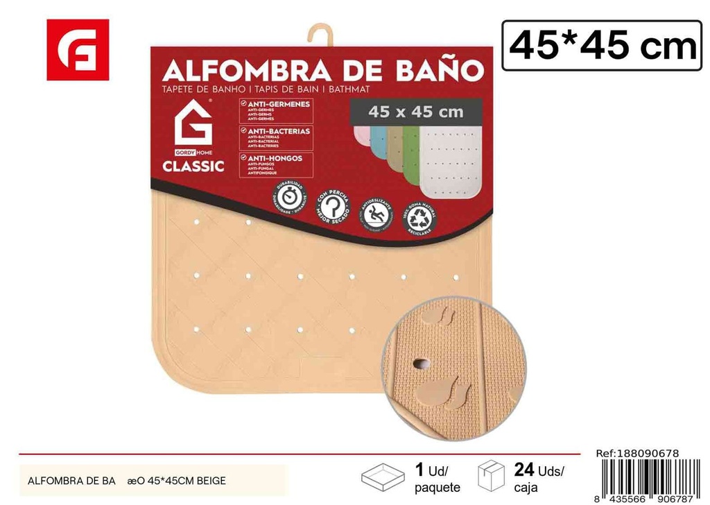 Alfombra de baño beige 45x45 cm - Antideslizante