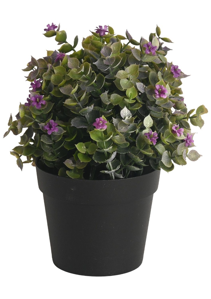 Planta artificial de eucalipto en maceta violeta para decoración