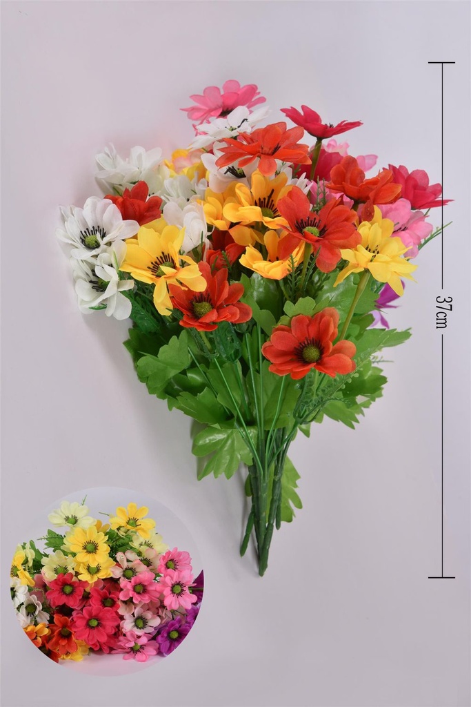 Ramo de flores artificiales 7 ramas 14 cabezas para decoración