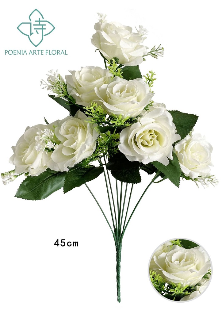 Flores artificiales de rosa con borde 8 piezas para decoración