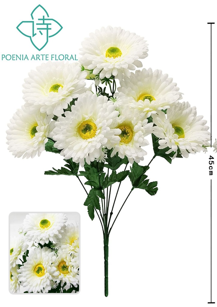 Ramo de flores artificiales 8 cabezas - Decoración funeraria