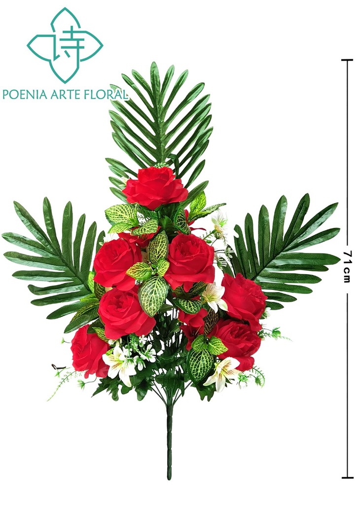 Flor artificial peonía naranja, 14 cabezas