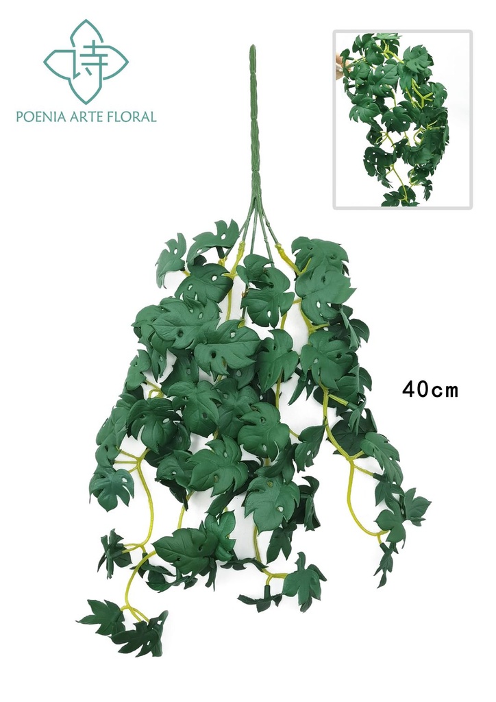 Decoración de flores - Ramal de hojas rojas 40cm