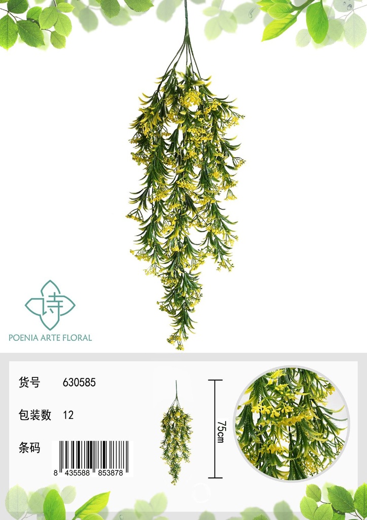 Decoración de pared con flores pequeñas 75cm para hogar