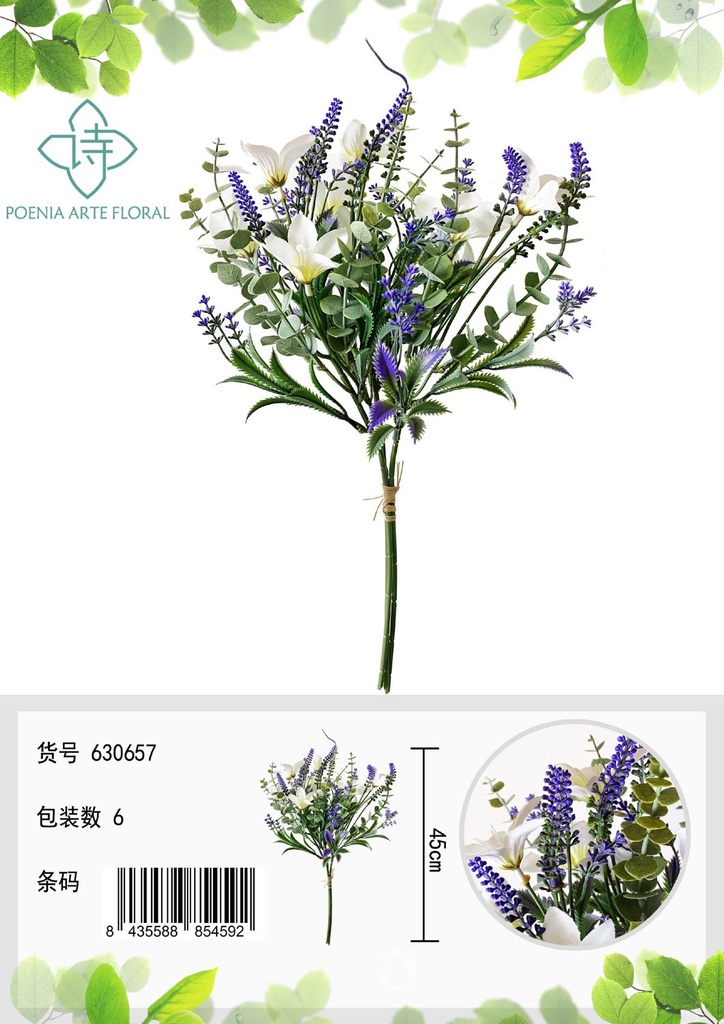 Ramo decorativo de lavanda con eucalipto artificial